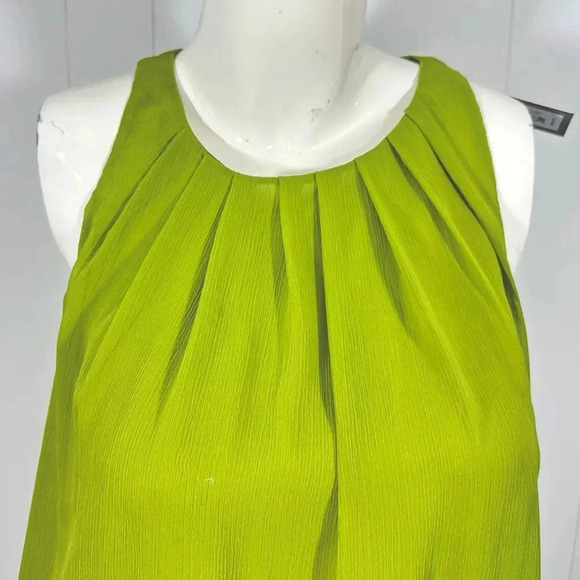 NWT Apt. 9 Womens Pleated Neck Sleeveless Green top Blouse Lined Shirt Sz L - Picture 2 of 8